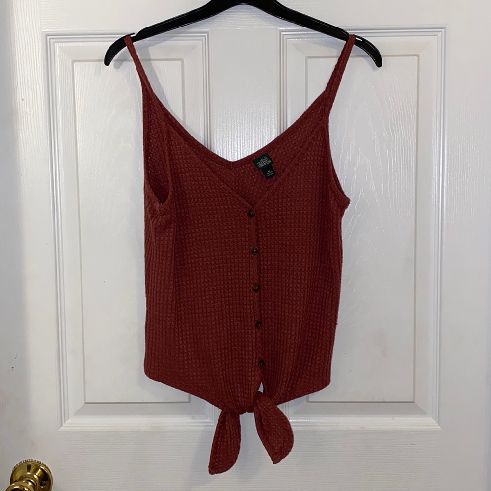 Burgundy Tie Bottom Sweater Tank Top